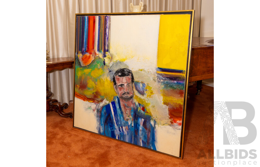 Thomas Gleghorn (20th Century, English-Born Australian, 1925-2026), Portrait of Louis James (1966), Impressive Original Oil on Masonite, W:128 X H:128cm (frame)