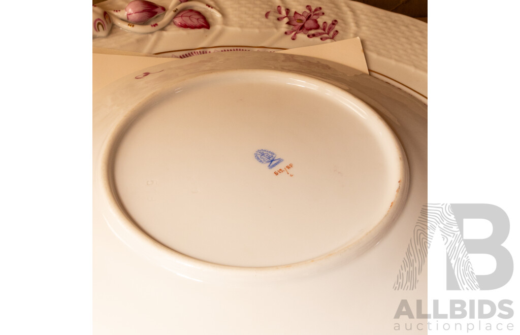Collection of Herend Hungary Dinner Wares with Pink Floral Pattern