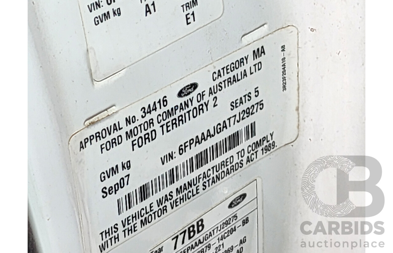 09/2007 Ford Territory TS (4x4) SY 4d Wagon White 4.0L