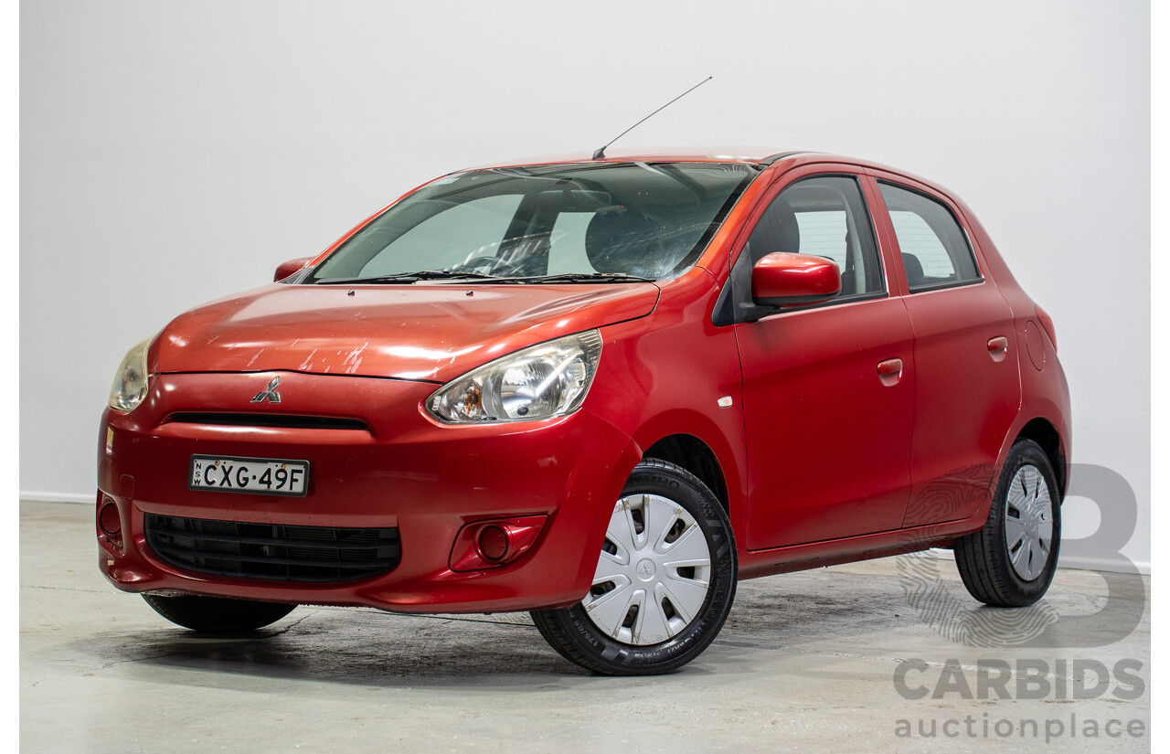 02/2014 Mitsubishi Mirage ES LA 5d Hatchback Maroon 1.2L