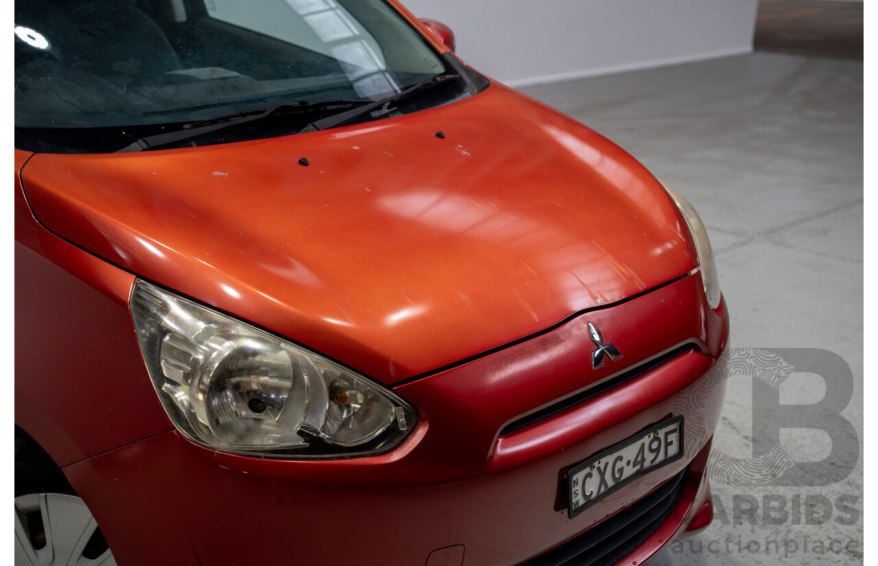 02/2014 Mitsubishi Mirage ES LA 5d Hatchback Maroon 1.2L