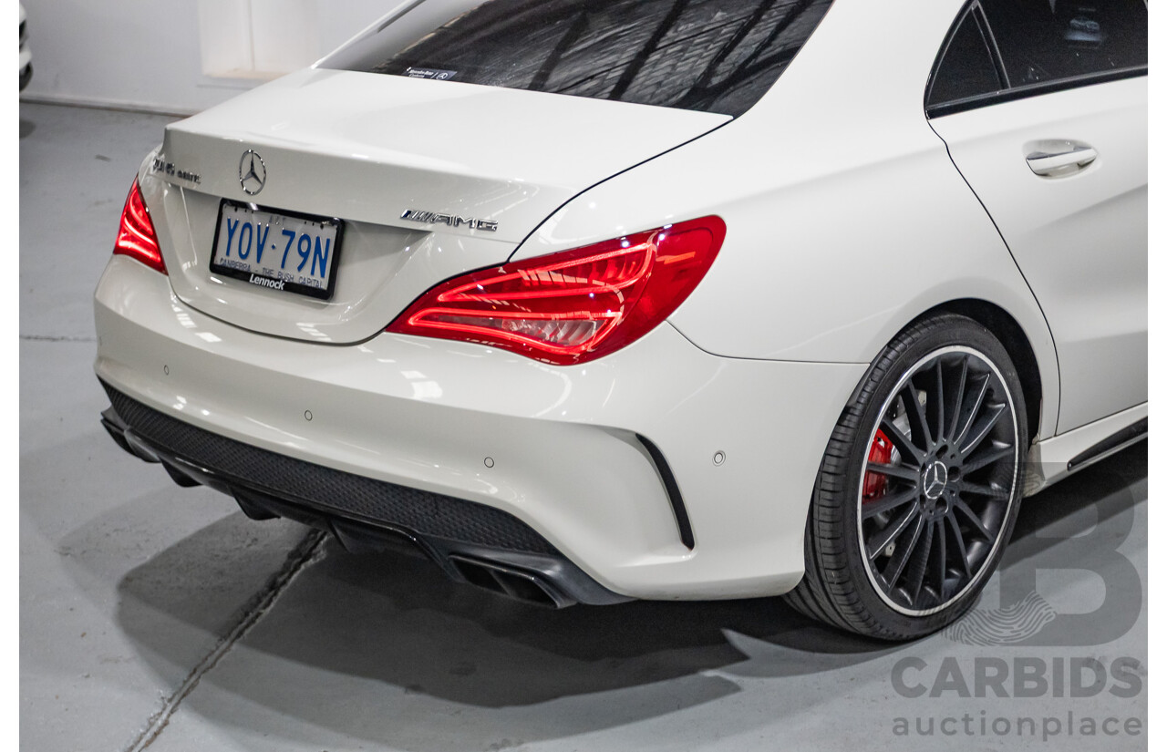 7/2015 Mercedes-Benz CLA 45 AMG (AWD) 117 MY15 4d Coupe Cirrus White Turbo 2.0L