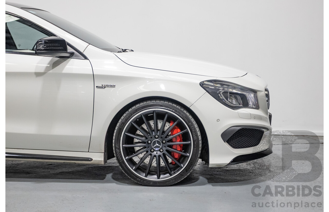 7/2015 Mercedes-Benz CLA 45 AMG (AWD) 117 MY15 4d Coupe Cirrus White Turbo 2.0L