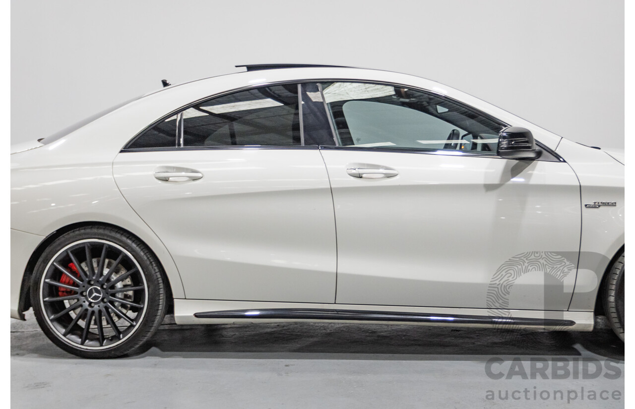 7/2015 Mercedes-Benz CLA 45 AMG (AWD) 117 MY15 4d Coupe Cirrus White Turbo 2.0L