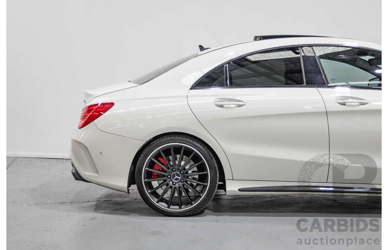 7/2015 Mercedes-Benz CLA 45 AMG (AWD) 117 MY15 4d Coupe Cirrus White Turbo 2.0L