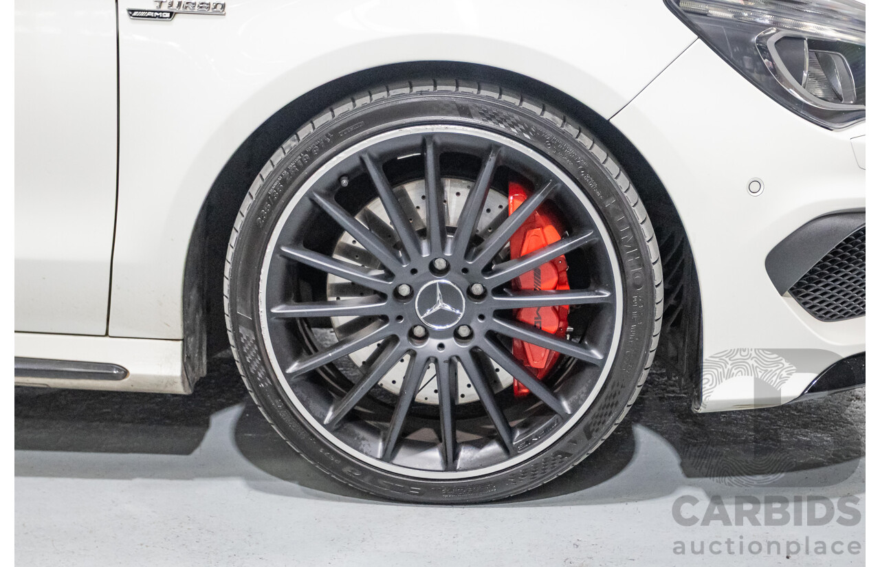 7/2015 Mercedes-Benz CLA 45 AMG (AWD) 117 MY15 4d Coupe Cirrus White Turbo 2.0L