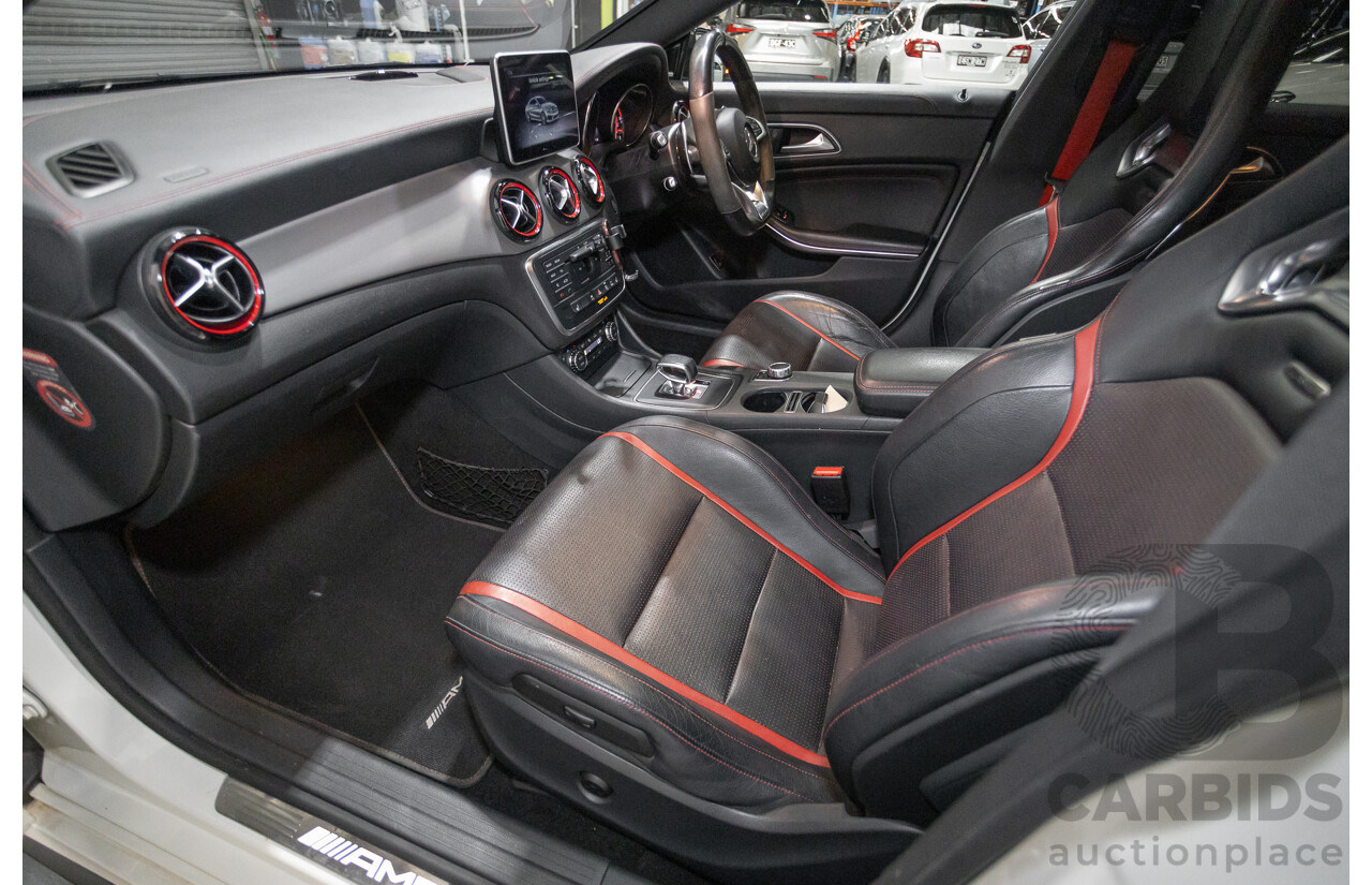7/2015 Mercedes-Benz CLA 45 AMG (AWD) 117 MY15 4d Coupe Cirrus White Turbo 2.0L