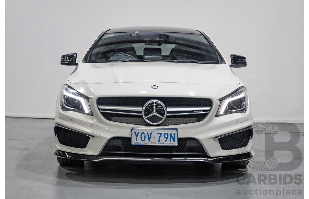 7/2015 Mercedes-Benz CLA 45 AMG (AWD) 117 MY15 4d Coupe Cirrus White Turbo 2.0L