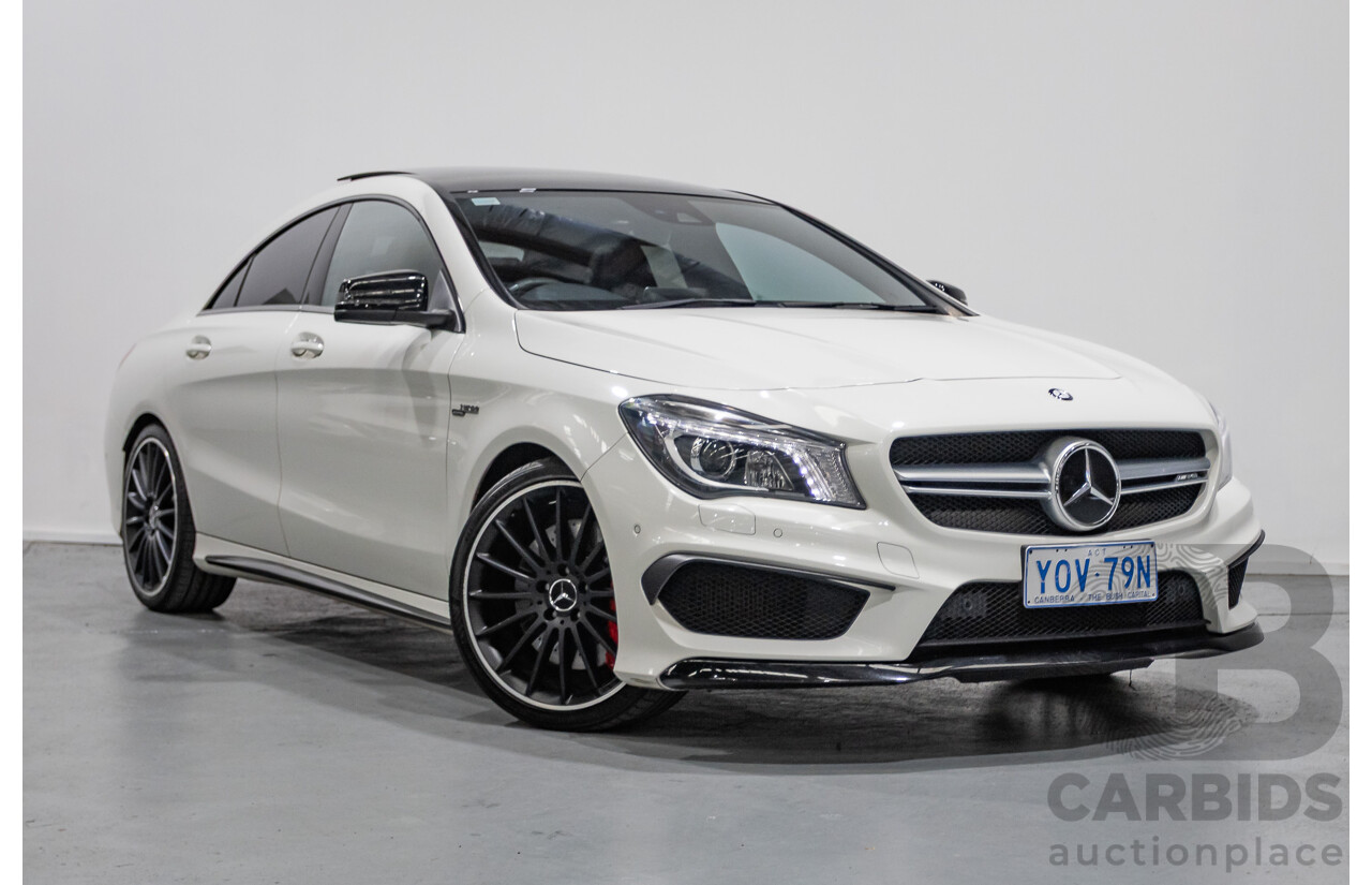 7/2015 Mercedes-Benz CLA 45 AMG (AWD) 117 MY15 4d Coupe Cirrus White Turbo 2.0L