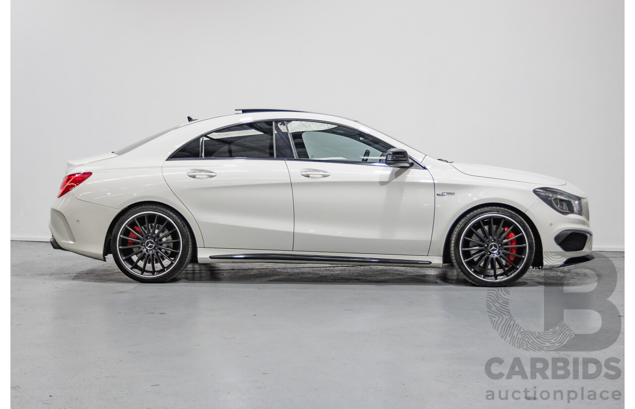 7/2015 Mercedes-Benz CLA 45 AMG (AWD) 117 MY15 4d Coupe Cirrus White Turbo 2.0L