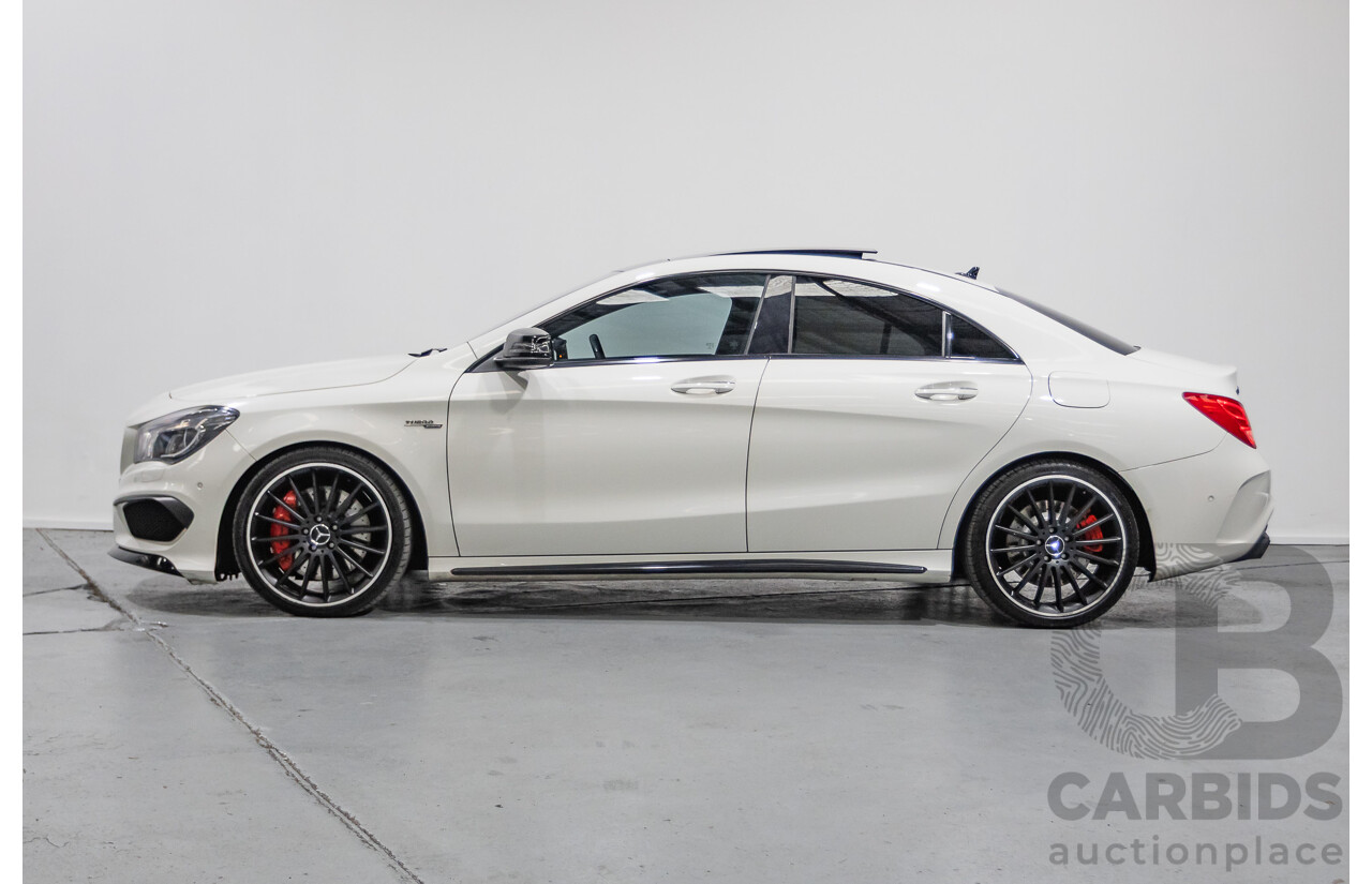 7/2015 Mercedes-Benz CLA 45 AMG (AWD) 117 MY15 4d Coupe Cirrus White Turbo 2.0L