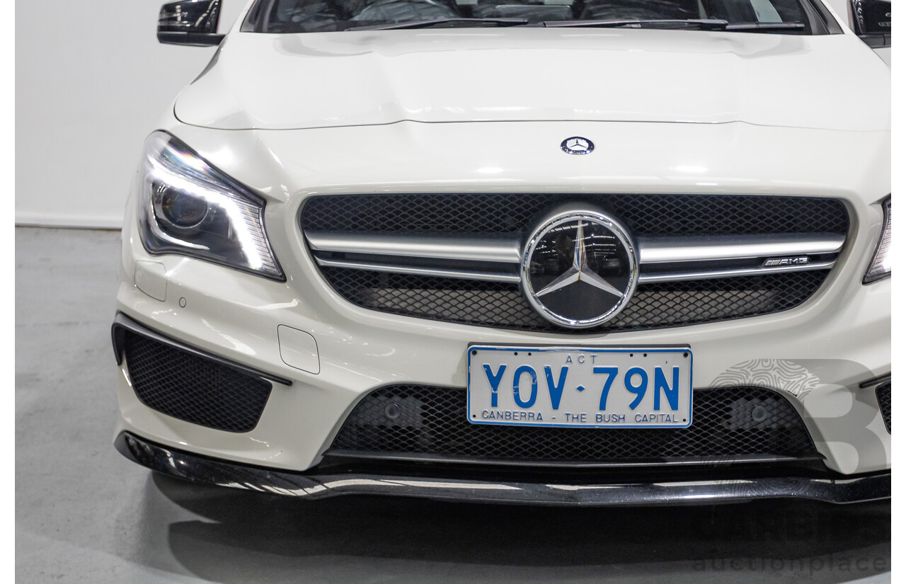 7/2015 Mercedes-Benz CLA 45 AMG (AWD) 117 MY15 4d Coupe Cirrus White Turbo 2.0L