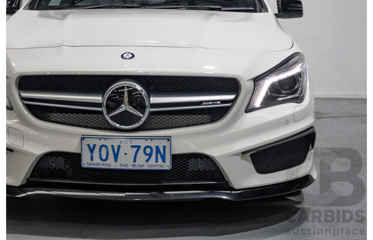 7/2015 Mercedes-Benz CLA 45 AMG (AWD) 117 MY15 4d Coupe Cirrus White Turbo 2.0L