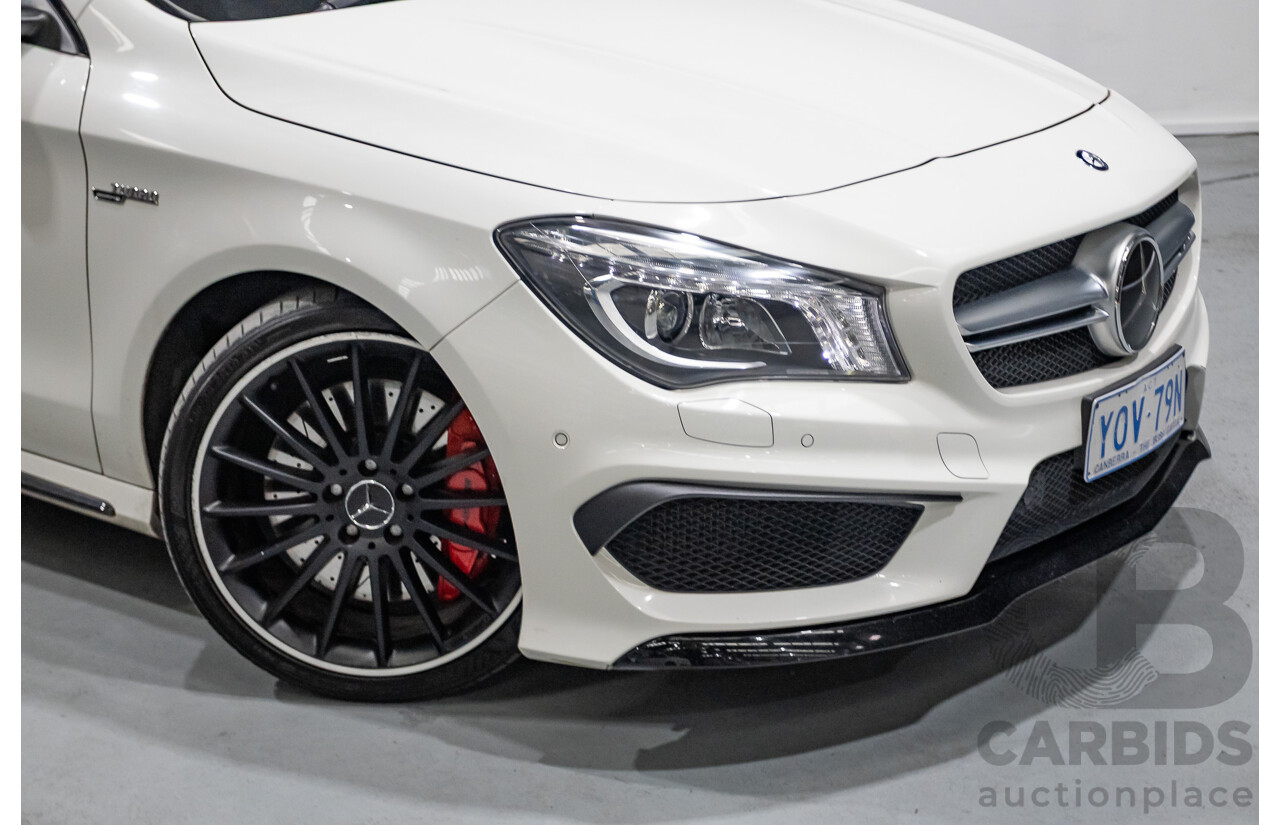 7/2015 Mercedes-Benz CLA 45 AMG (AWD) 117 MY15 4d Coupe Cirrus White Turbo 2.0L