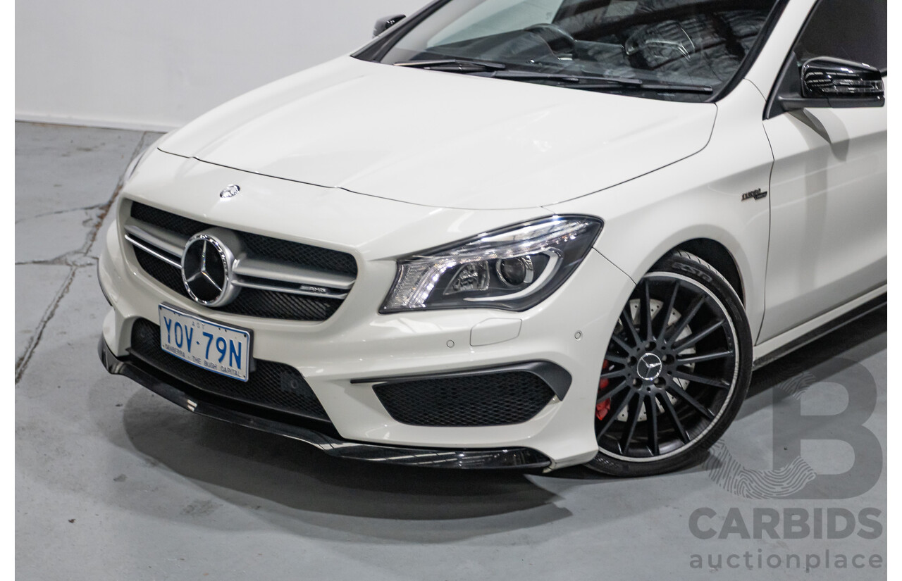 7/2015 Mercedes-Benz CLA 45 AMG (AWD) 117 MY15 4d Coupe Cirrus White Turbo 2.0L
