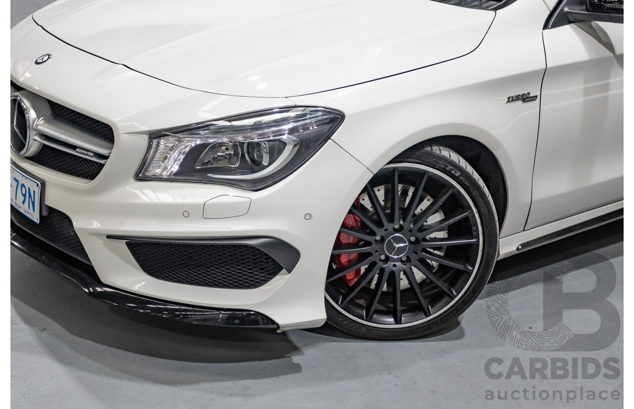 7/2015 Mercedes-Benz CLA 45 AMG (AWD) 117 MY15 4d Coupe Cirrus White Turbo 2.0L