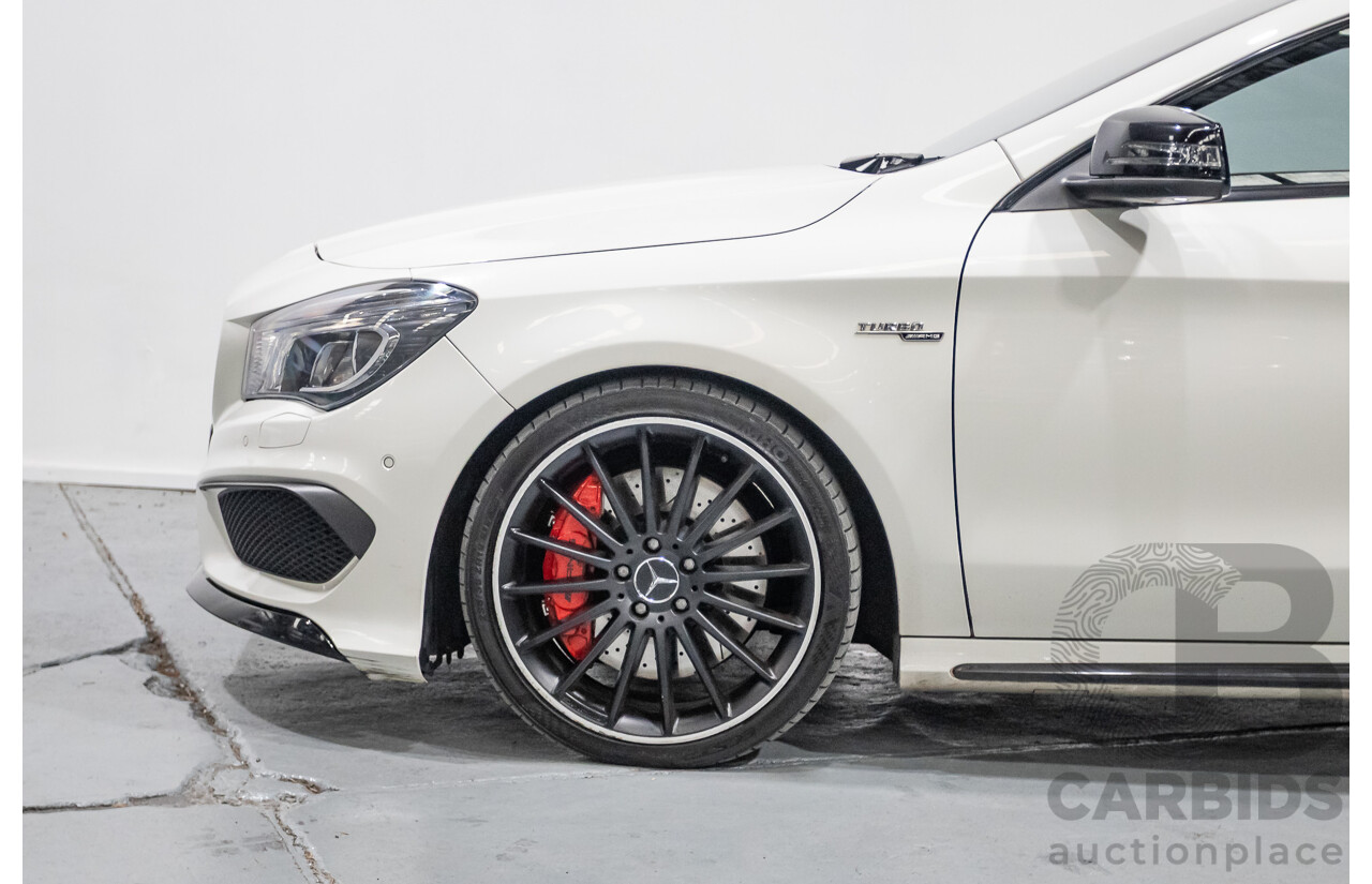 7/2015 Mercedes-Benz CLA 45 AMG (AWD) 117 MY15 4d Coupe Cirrus White Turbo 2.0L