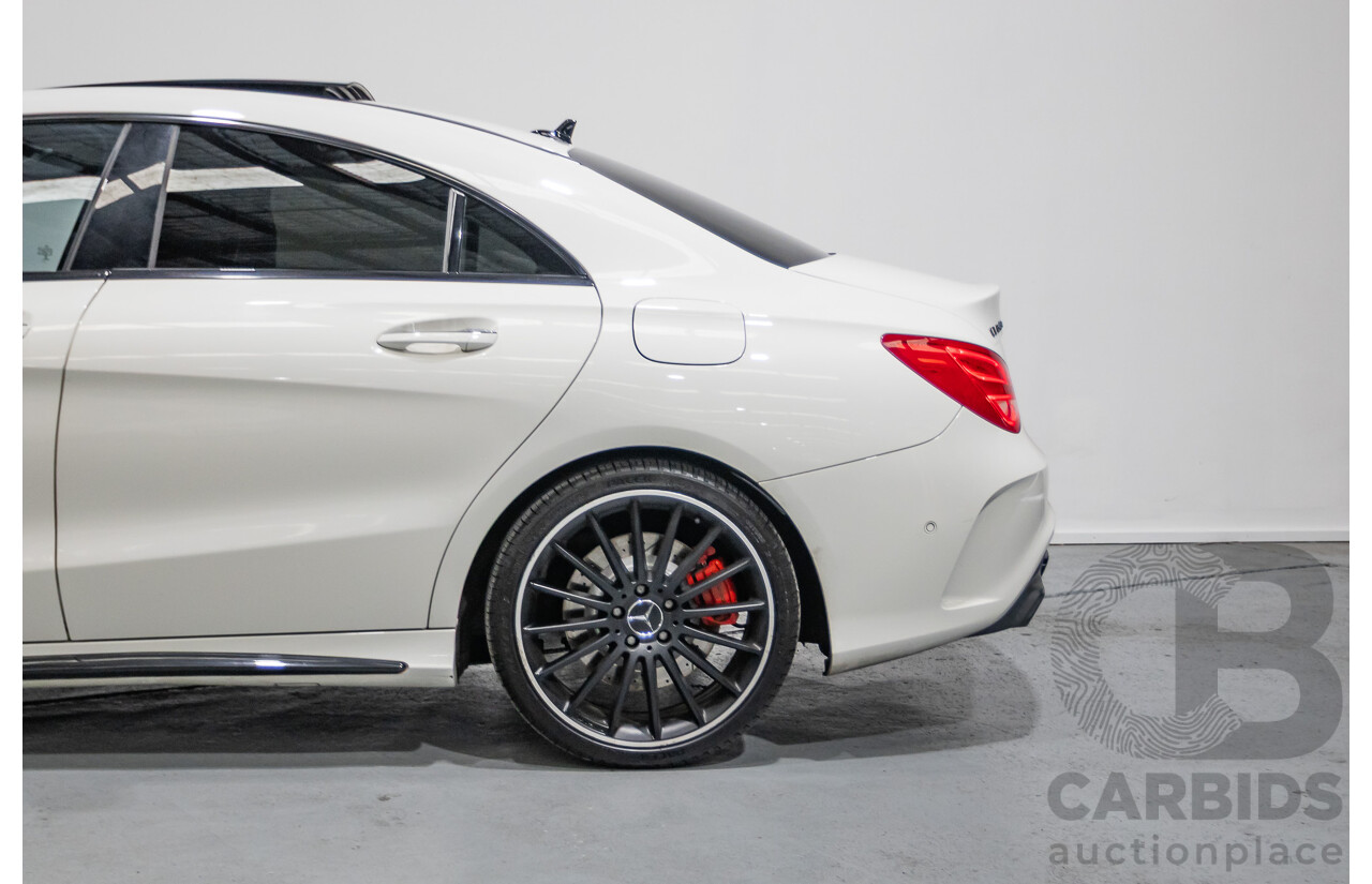 7/2015 Mercedes-Benz CLA 45 AMG (AWD) 117 MY15 4d Coupe Cirrus White Turbo 2.0L