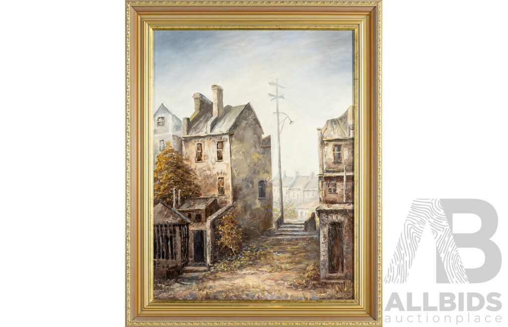Olga Irwin (20th Century, Australian), Paddington, Original Vintage Oil on Canvas Board, 72H x 57W cm (frame)
