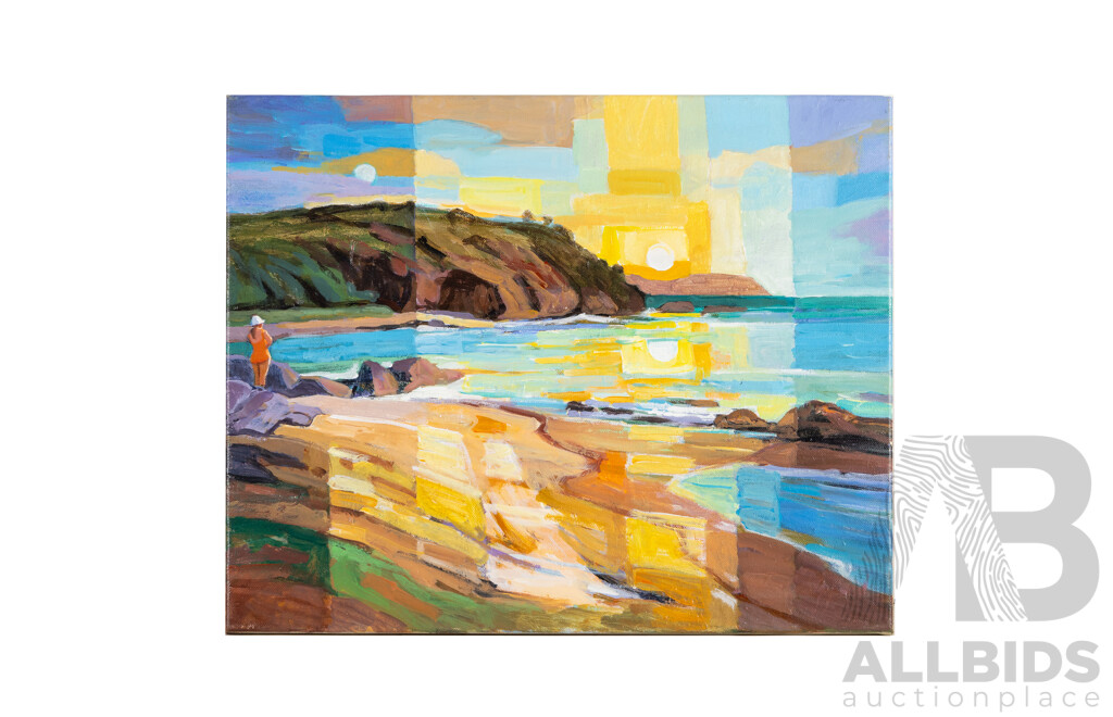 Jenny Sheppard, (20th Century, Australian), Winter, Pine Island & Big Summer Sand (Moruya), Original Pair of Acrylic on Canvases, 81H x 41W cm (largest) (2)