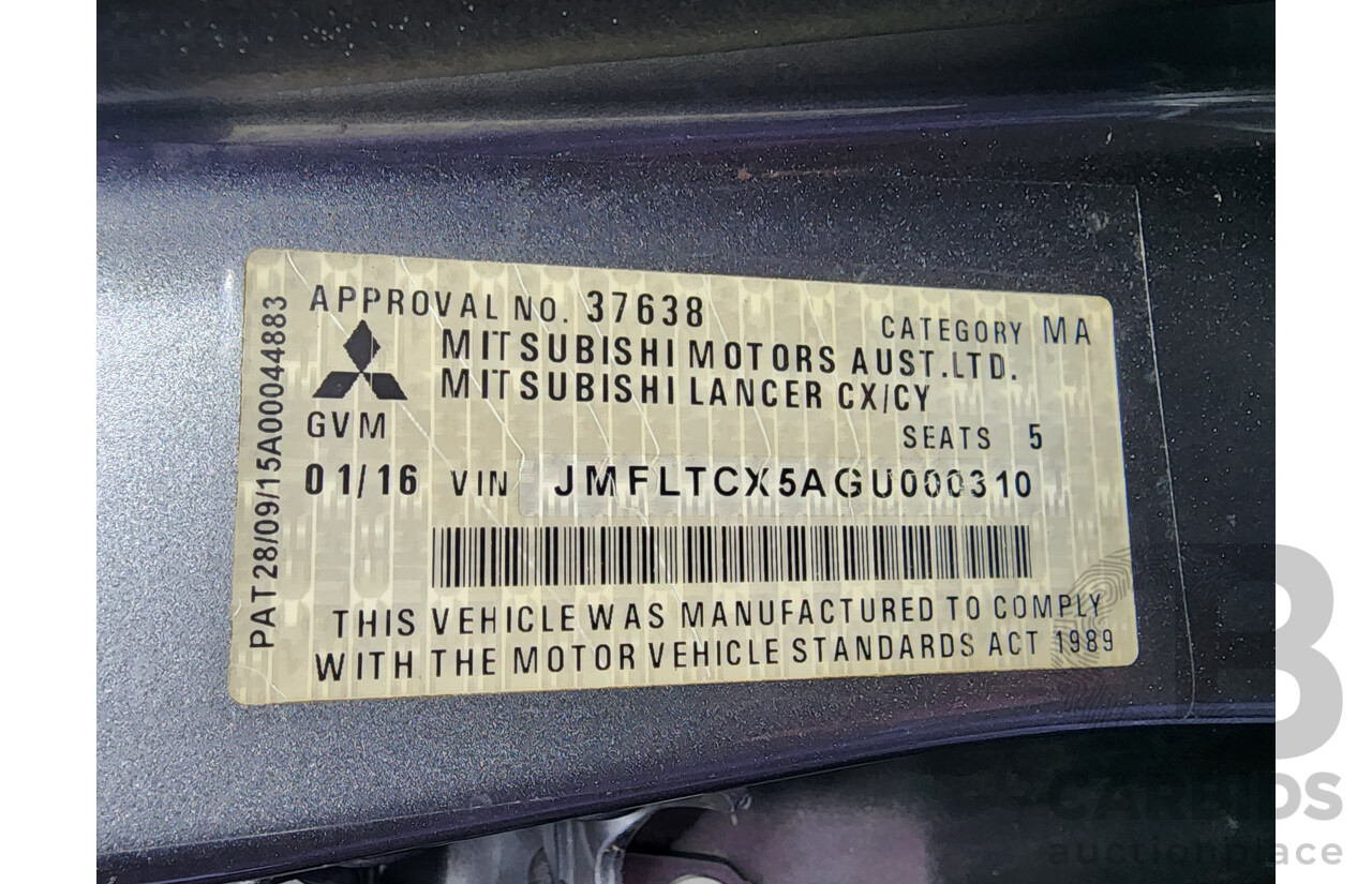 01/2016 Mitsubishi Lancer GSR Sportback CJ MY15 5d Hatchback Grey 2.4L