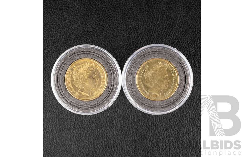Two Australian 2013 Two Dollar Coins, 60th Anniversary QE2 Coronation