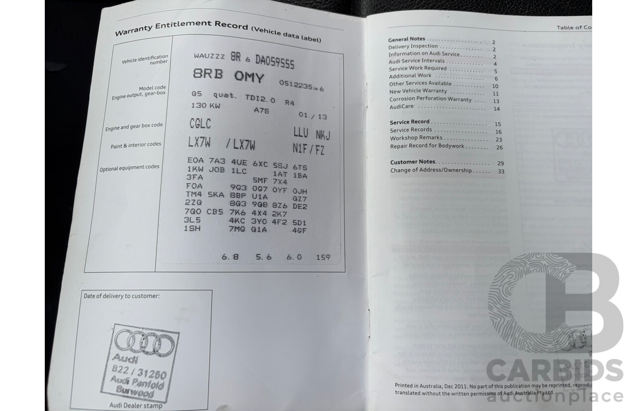 05/2015 Audi Q5 2.0 TDI QUATTRO AWD 8R MY13 4D Wagon Ice Silver Metallic 2.0L