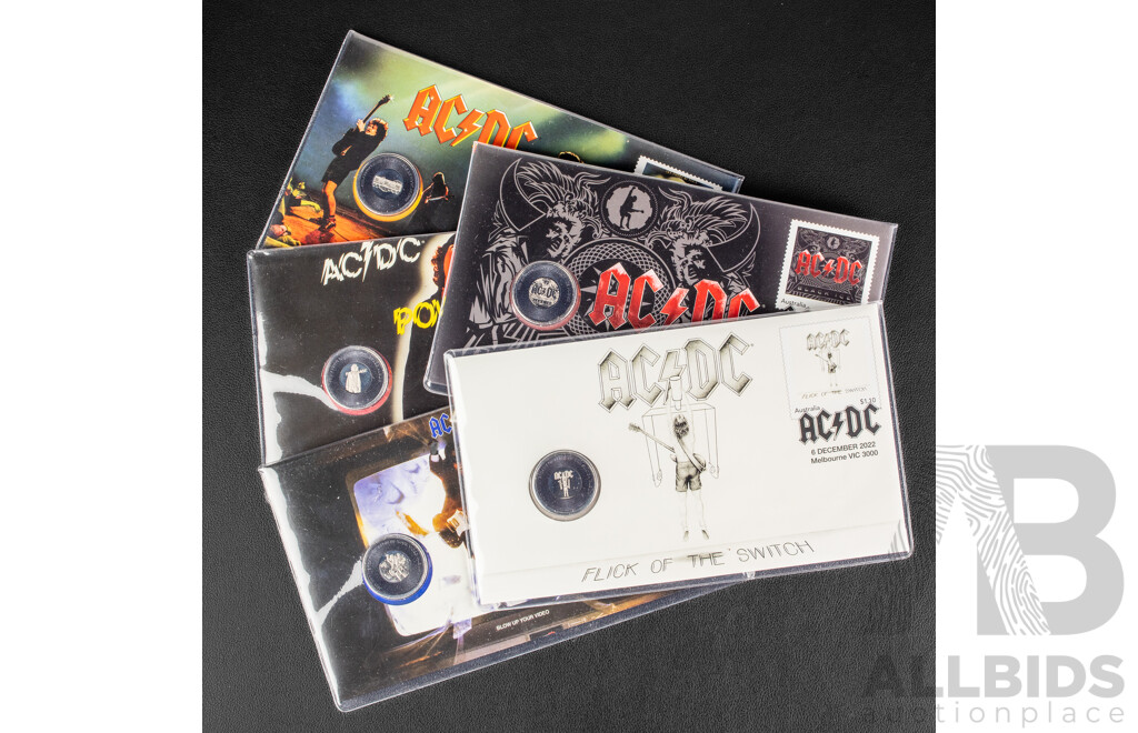 Five Australian 2022 AC/DC PNCs Including Black Ice, Blow Up Your Video, Flick of the Switch, Powerage, Let There Be Rock