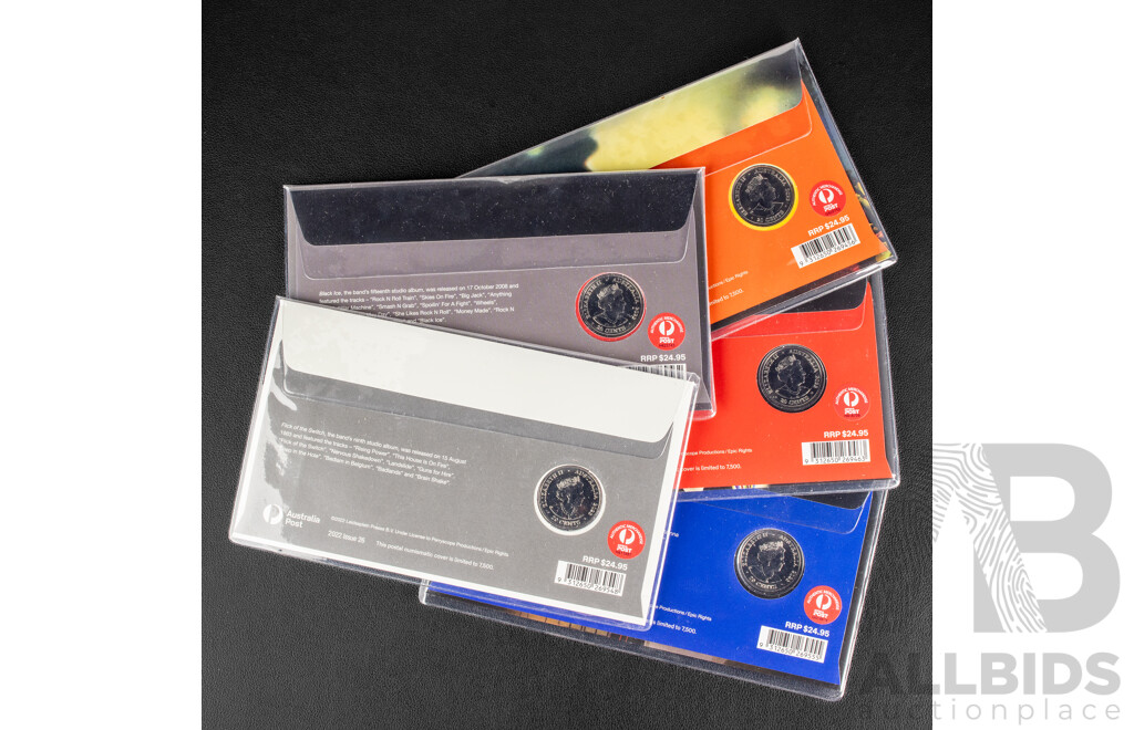 Five Australian 2022 AC/DC PNCs Including Black Ice, Blow Up Your Video, Flick of the Switch, Powerage, Let There Be Rock