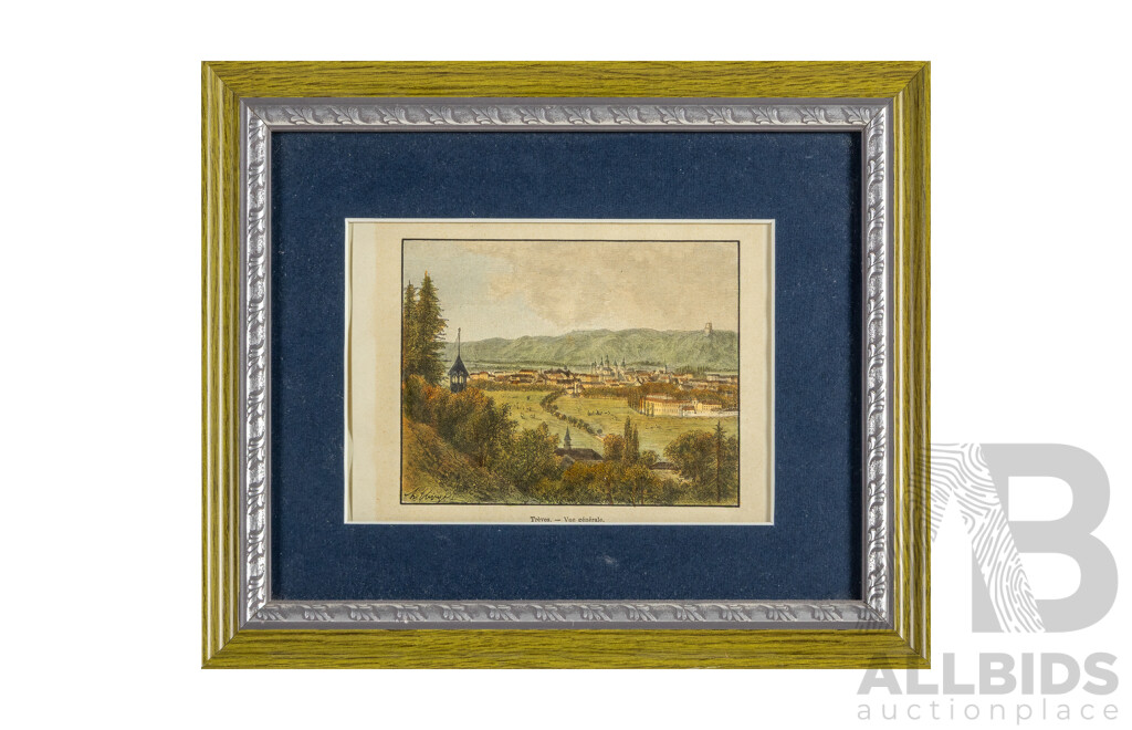Artists Unknown (19th Century), Trier (Treves) & Krems, Pair of Antique Hand Coloured Engravings, 25H x 30W cm (frames) (2)