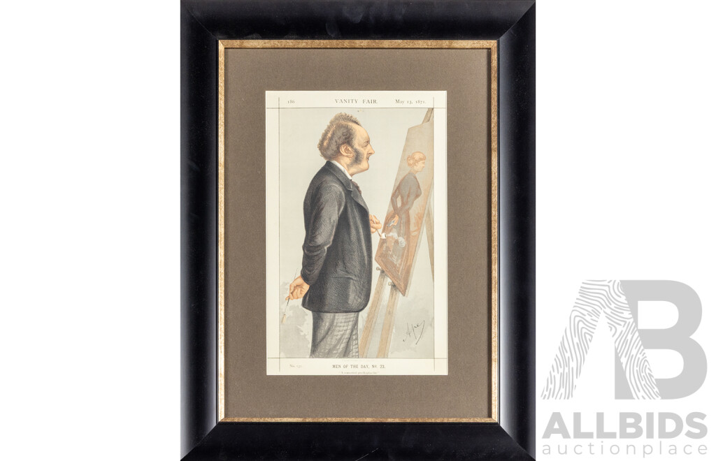 Carlo Pellegrini (19th Century, Italian-Born British, 1839-1889), Men of the Day, No.23 [A Converted Pre-Raphaelite], Reproduction Chromolithograph, 57H x 45W cm (frame)