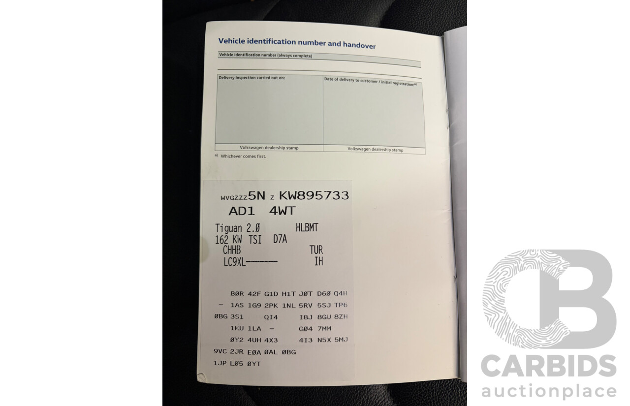 08/2019 Volkswagen Tiguan 162 TSI HIGHLINE (AWD) 5NA MY19 4d Wagon Deep Black 2.0L