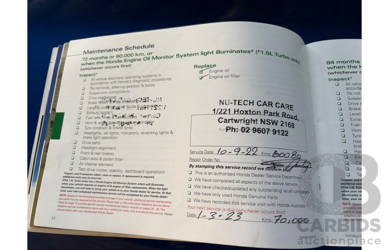 06/2017 Honda Civic RS MY17 4d Sedan Blue 1.5L