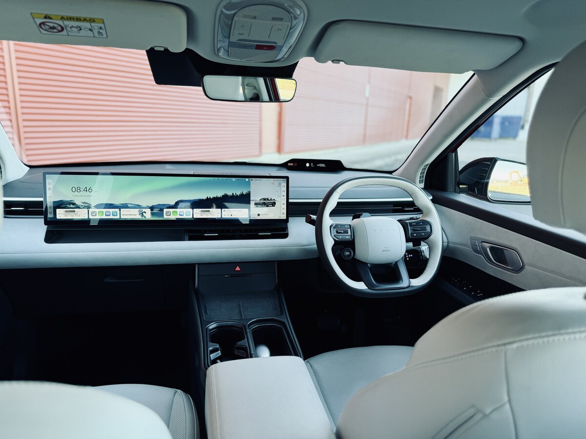 The touchscreen in the Hyundai Elexio is mostly on the passenger side. Photo: James Coleman.