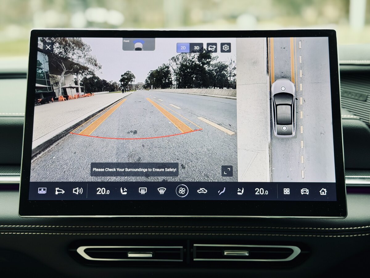 The enormous screen does come in handy for parking.