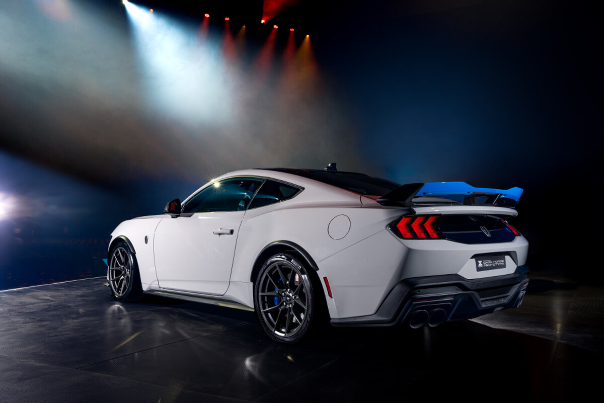 It comes with a special blue spoiler, and wider track, among other changes. Photo: Ford Australia.