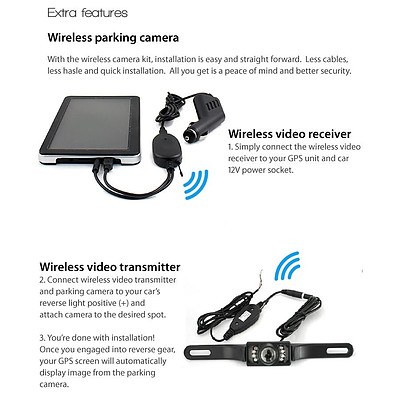 7 inch GPS & Wireless Reversing Camera with Night Vision Bluetooth & Australian Maps - Brand New