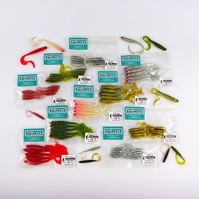 Swimerz 100mm and 75mm VTail Soft Plastic Lures Pack of 65 - RRP $69.50 - Brand New