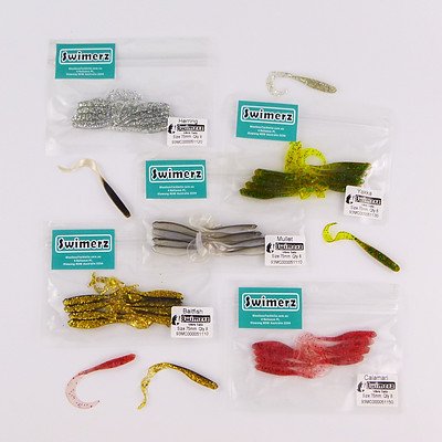 Swimerz 100mm and 75mm VTail Soft Plastic Lures Pack of 65 - RRP $69.50 - Brand New