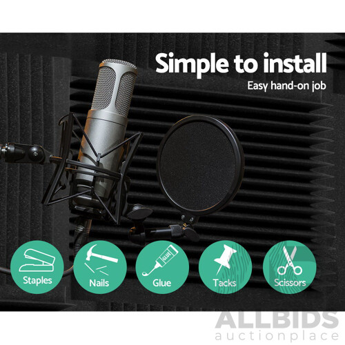 20pcs Studio Acoustic Foam Sound Absorption Proofing Panels 30x30cm Black Wedge  - Brand New - Free Shipping