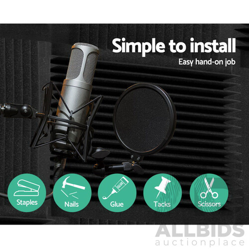 40pcs Studio Acoustic Foam Wedge 30X30CM Black