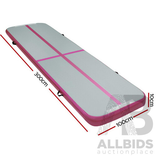 Everfit 3m x 1m Air Track Mat Gymnastic Tumbling Pink and Grey - Brand New - Free Shipping