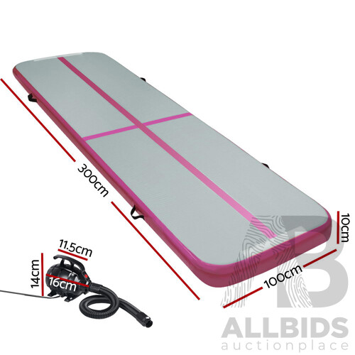 Everfit 3m x 1m Air Track Mat Gymnastic Tumbling Pink and Grey - Brand New - Free Shipping