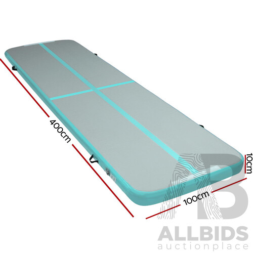 Everfit GoFun 4X1M Inflatable Air Track Mat Tumbling Floor Home Gymnastics Green - Brand New - Free Shipping