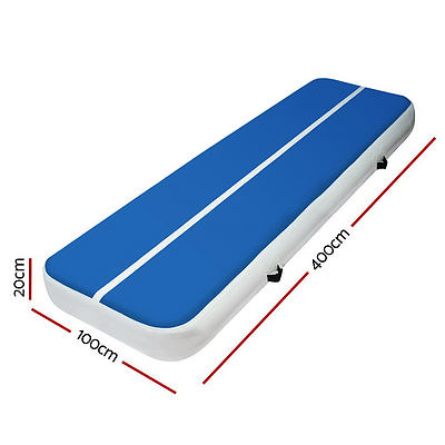 4m x 1m Inflatable Air Track Mat 20cm Thick Gymnastic Tumbling Blue And White - Brand New - Free Shipping