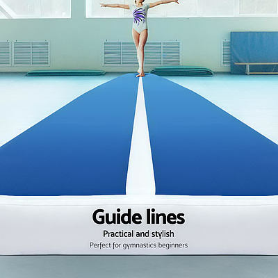 5m x 1m Inflatable Air Track Mat 20cm Thick Gymnastic Tumbling Blue And White - Brand New - Free Shipping