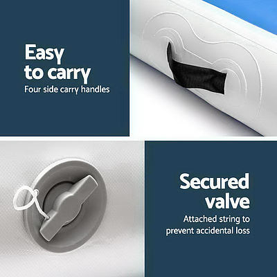 6m x 1m Inflatable Air Track Mat 20cm Thick Gymnastic Tumbling Blue And White - Brand New - Free Shipping