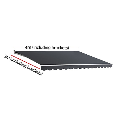 Retractable Outdoor Arm Awning 4 x 3M - Grey - Free Shipping