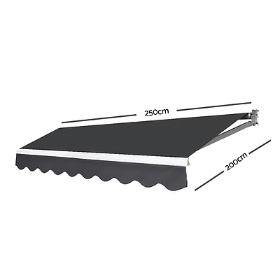 Instahut Motorised 2.5x2m Folding Arm Awning - Grey - Free Shipping