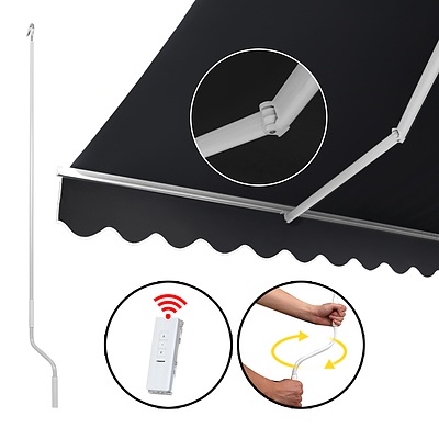 Instahut Motorised 2.5x2m Folding Arm Awning - Grey - Free Shipping